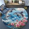Dolphins Round Area Rug,Carpet Rug for Living Room Bedroom Sofa Playroom Decor,Non-slip Floor Mat