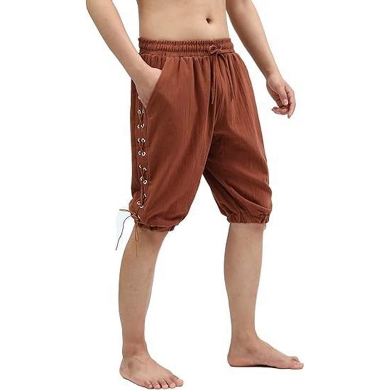 Men's Pirate Shorts Mens Knickers Colonial Pants Renaissances Costume Vikinges Shorts Medieval Costume