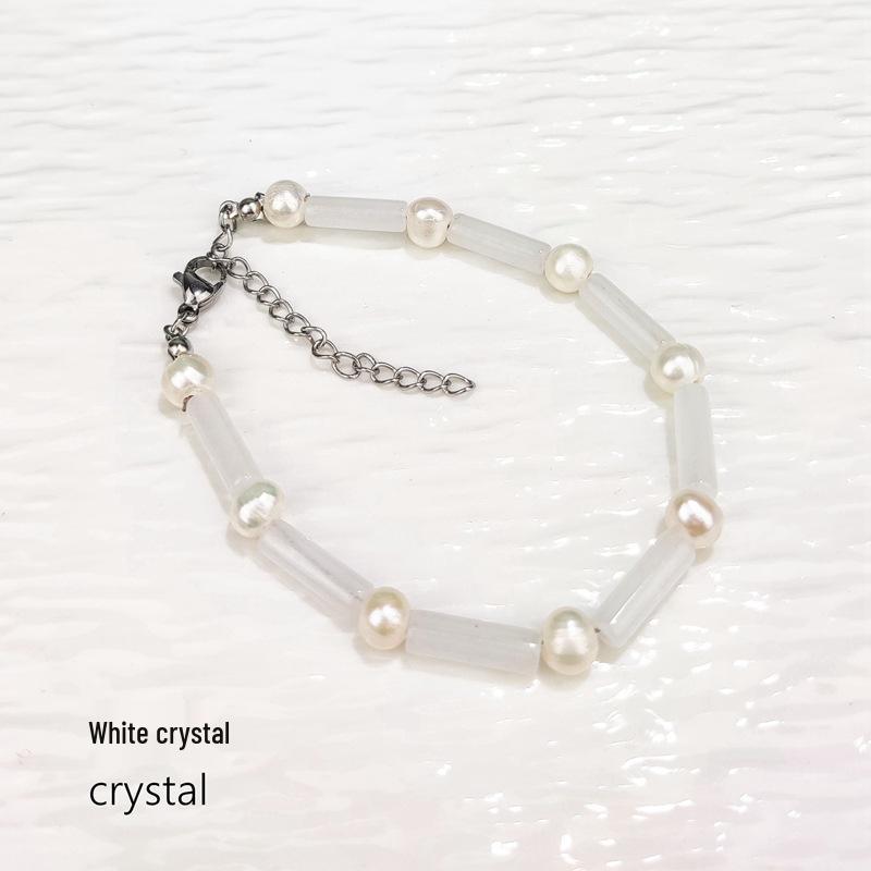 

Аметистовый браслет на ногу с бамбуковым сочленением и браслет из пресноводного жемчуга