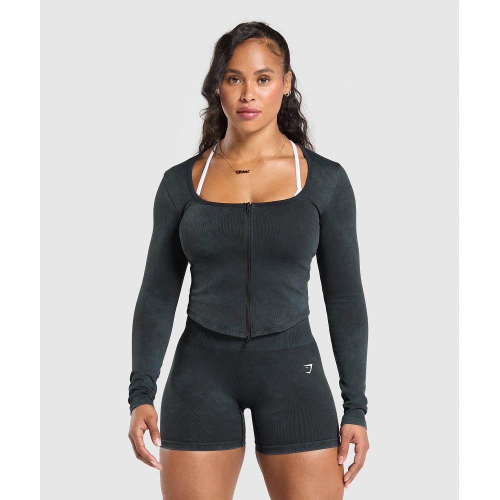 

Gymshark Gains Seamless Zip Up Black B9a1w Bcph XS