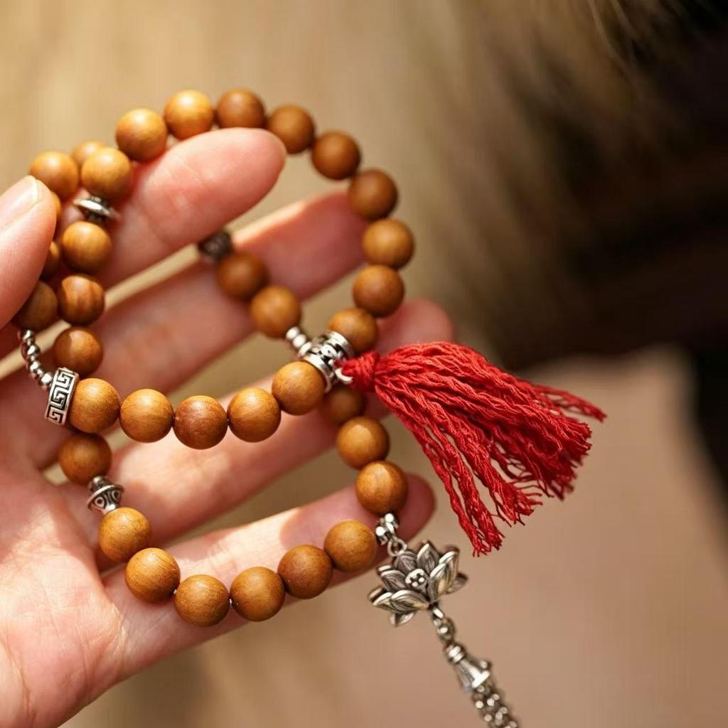 Exquisite Sandalwood Multi-strand Bracelet with Ethnic Buddhist Beads