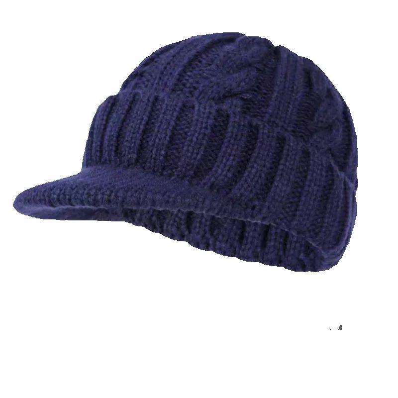 2026New Men's Short-Brimmed Baseball Cap Classic Fashion Winter Warm Baseball Cap Thickened Braided Knitted Hat