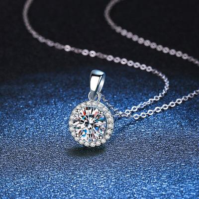 0 .5 Carat Real Moissanite Pendant For Women Lab Diamond Necklace 925 Sterling Silver Fine Jewelry Girl Valentine 'S Day Gift