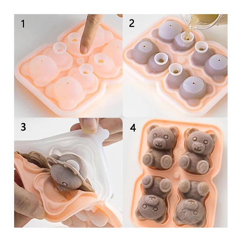Cute Teddy Bear Ice Cube Making Mold Splash-proof And Easy To Fall Off, For Refrigerator With Container, Cute Bear Ice Cube Tray