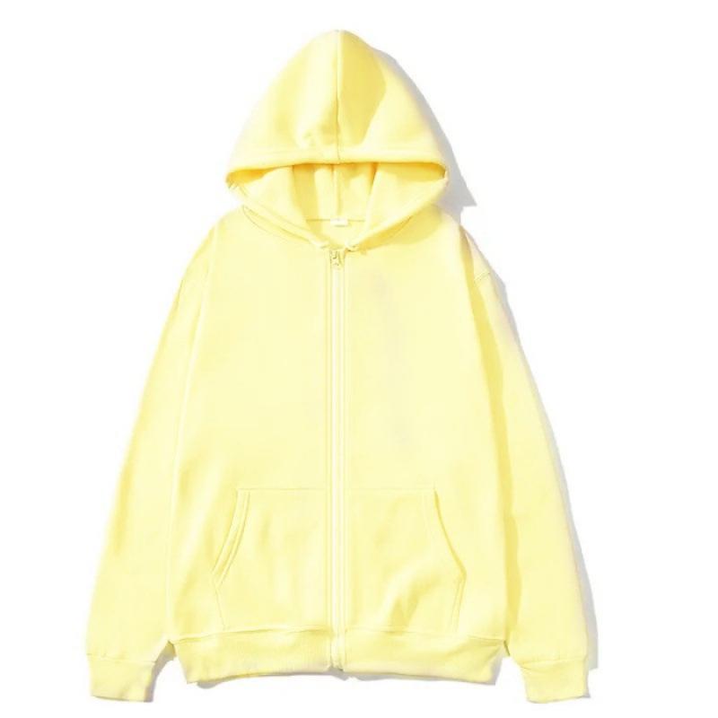Felpa con cappuccio e zip in cotone color caramella per ragazzi e ragazze - Felpa con colletto alto e tasche, 110-170 cm, 280g, Versione tinta unita.