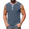 Men Sleeveless Henley Shirt Casual Athletic Tank Top Button Front Muscle Fit Summer Workout Shirt for Outdoor Sports