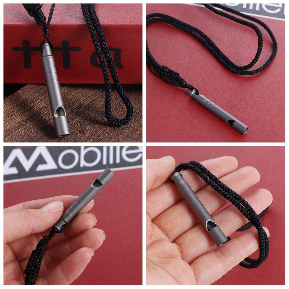 With Cord Camping Whistle Ultralight Titanium Whistle Sandblasting Emergency Whistle  Exploring