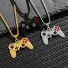 Gamer Controller Pendant Necklace for Men Studded Gamepad Jewelry Unplated Alloy Chain Video Game Party Accessory Birthday Gift