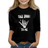 Print Tops For Youth Girls Round Neck 3/4 Sleeves T-Shirts Trendy Tops Outfit Tees
