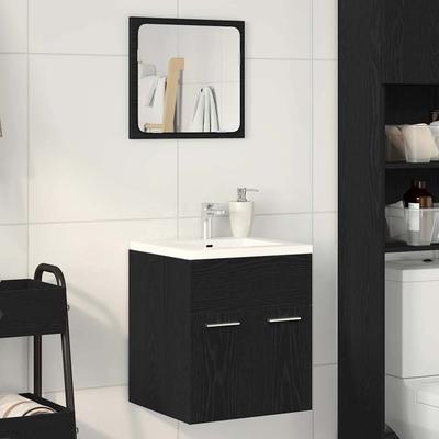 2 Piece Bathroom Furniture Set Black Oak Effect Particleboard