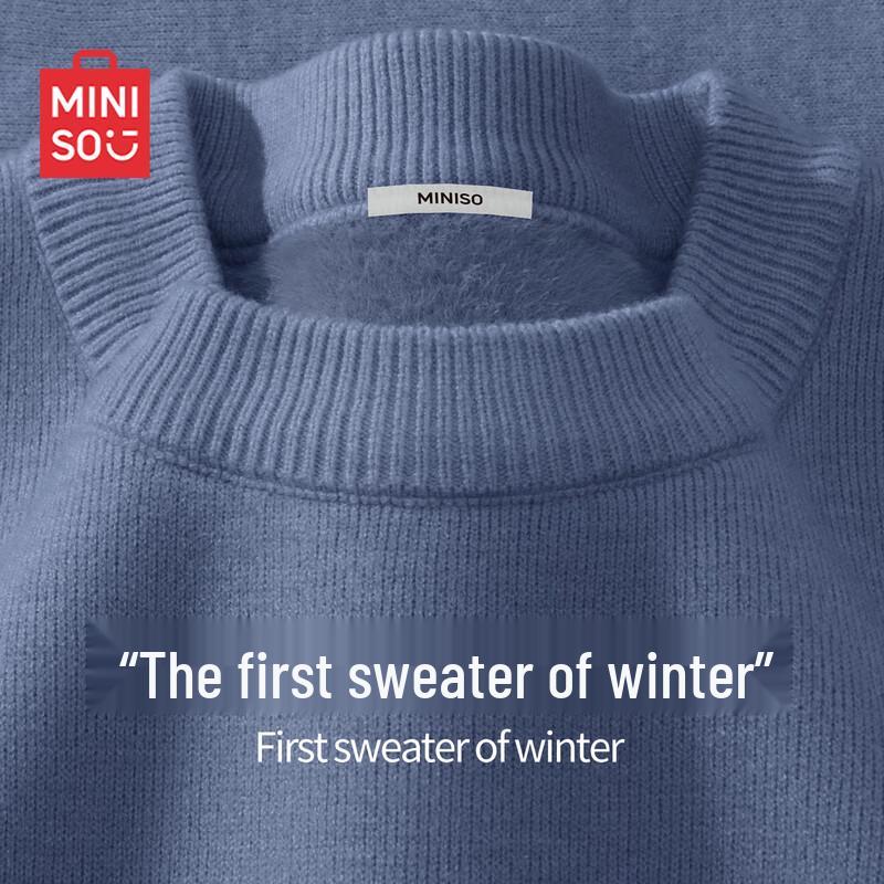 MINISO Men s Fleece-Lined Round Neck Sweater 2XL
