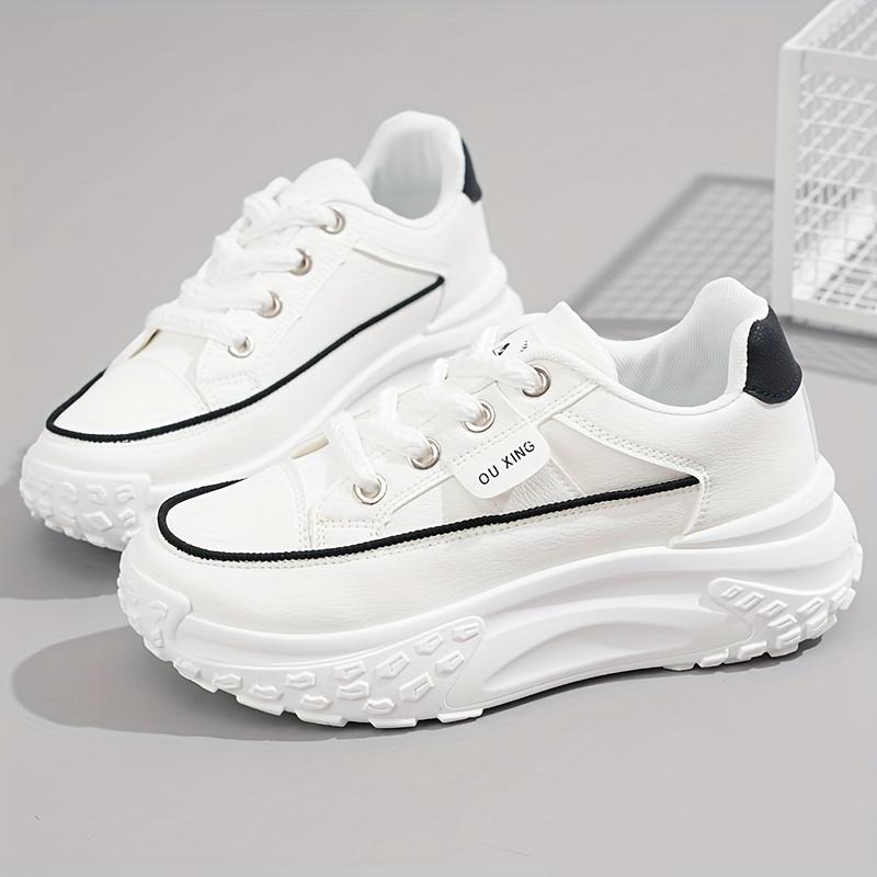 Stylish White Sneakers for Women Elegant Flat Shoes Comfortable and Versatile Casual Athletic Footwear 35 белый 1980₽