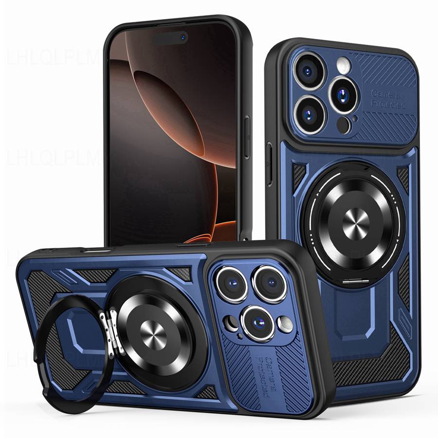 Luxusní Nárazuvzdorné Brnění Magnetický Kryt na Telefon Pro Motorola Moto G84 G54 G34 5G G24 Apple iPhone 15 16 Pro OPPO Reno 13 Realme 14 S Kovovým Kroužkovým Krytem