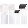 24Pcs Silver Cutlery Set Stainless Steel Dinnerware Set Knife Fork Spoon Dinner Set Kitchen Tableware Service for 6 Flatware Set