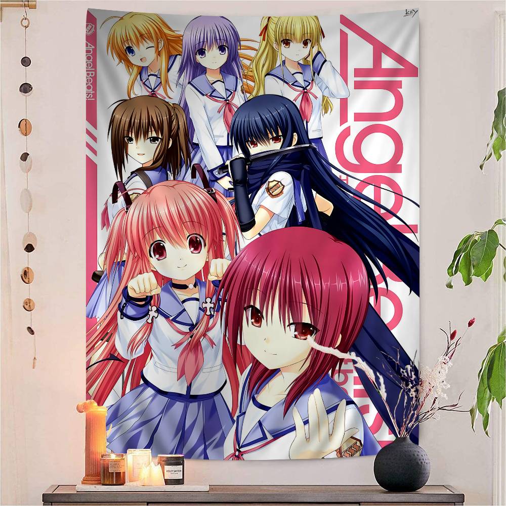 Angel Beats CARTOON Tapestry Art Printing Japanese Wall Tapestry Anime Wall Hanging Home Decor