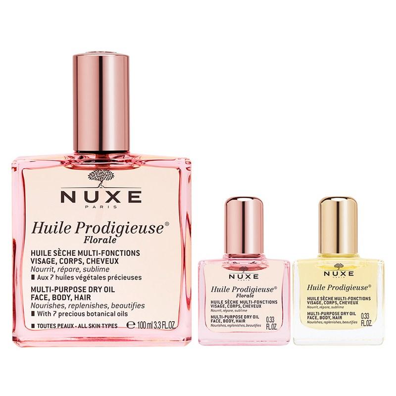 Nuxe Huile Prodigieuse Multi-Floral Oil 3-Piece Set, 100ml, 1 Pcs
