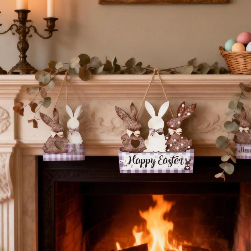 Easter Cartoon Wooden Logohanging, Spring Wooden Decoration Pendant, Easter Decoration