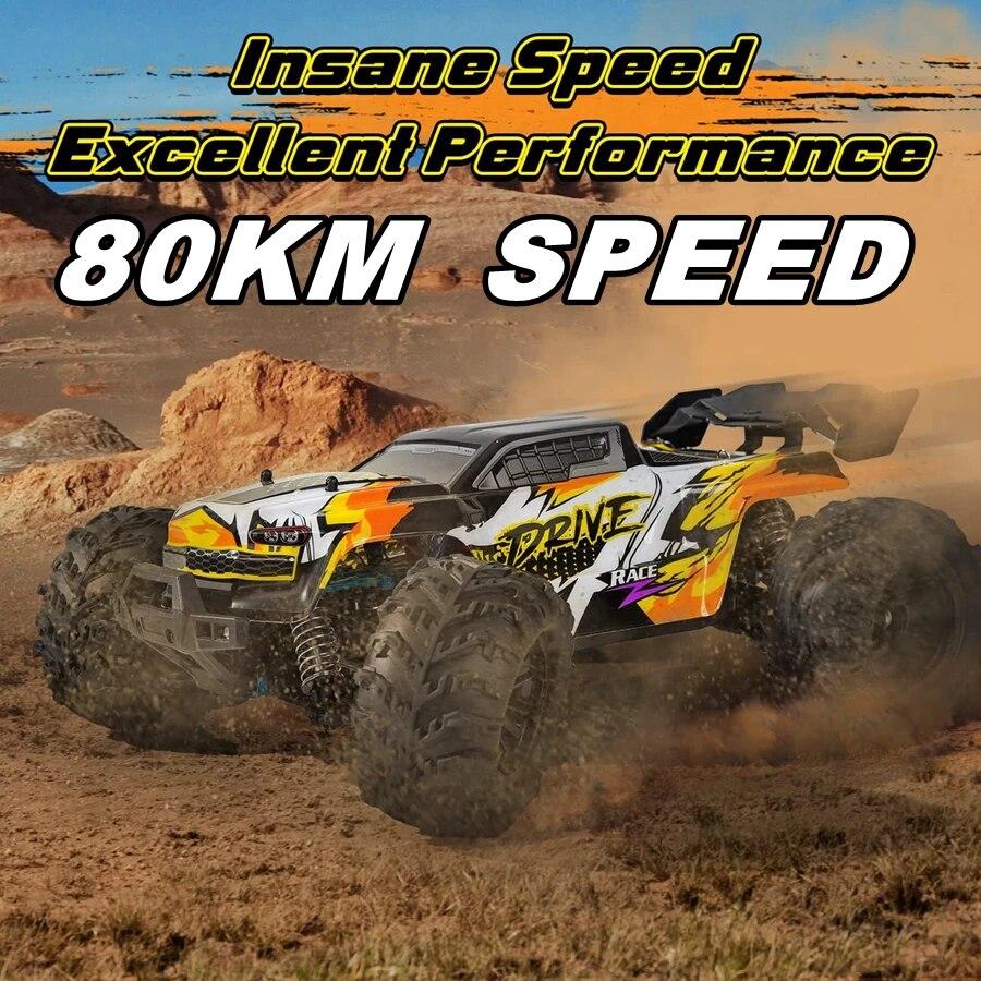 Neues Hochgeschwindigkeits-Offroad-Rennauto mit Allradantrieb, 50 km/h oder 80 km/h, super bürstenloses Hochgeschwindigkeits-Funk-4x4-Offroad-Superschnelles Drift-Renn-RC-Truck-Fahrzeug