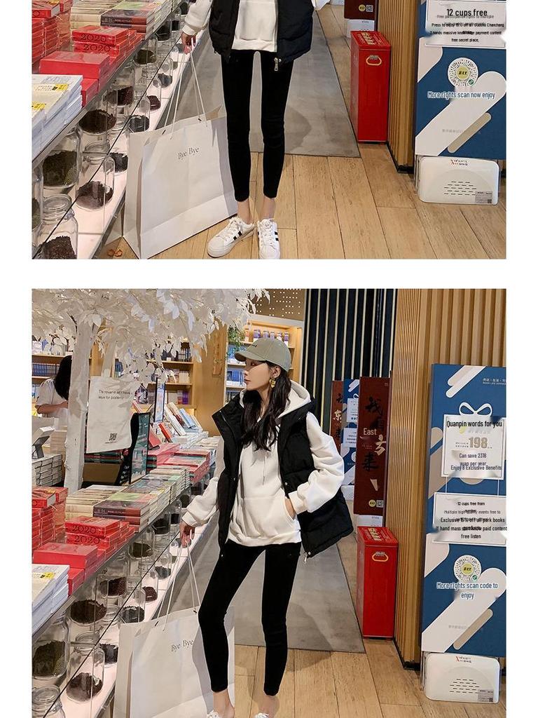 Dámská prošívaná vesta s kapucí - Nová módní krátká volná vesta na podzim/zimu 2023