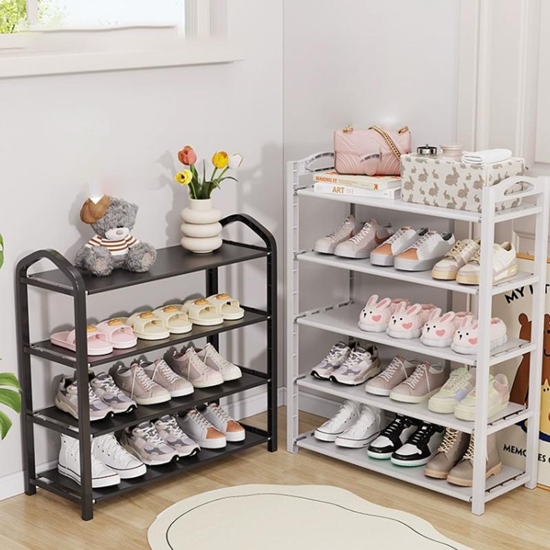 Creative Simple Assembly Shoe Rack Steel Tube 4-Layer Solid Color Assembly Home Shoe Rack For Porch Living Room Storage Rack