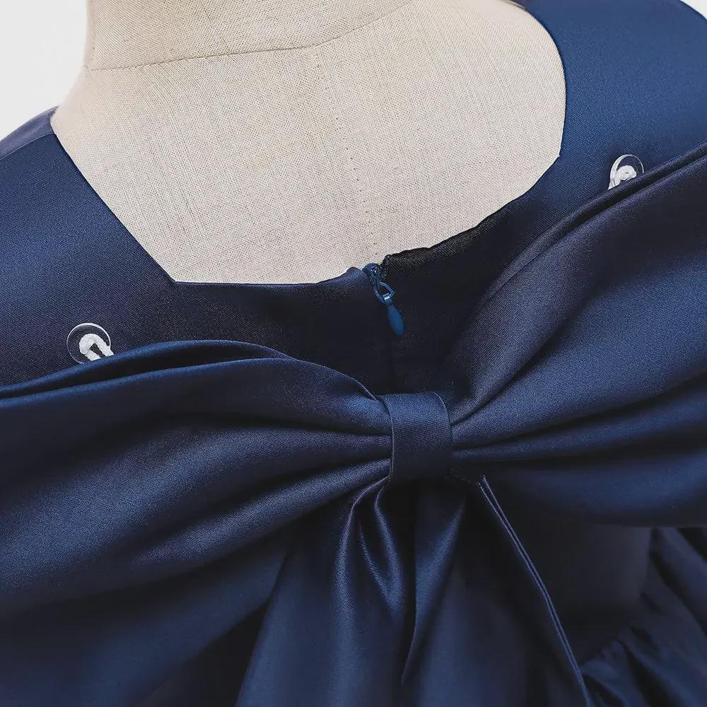 Kore Tarzı Kız Çocuk Saten Elbise Büyük Fiyonklu - Gösteriler ve Çocuk Bayramı için İdeal