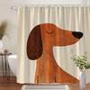Minimalist Dog Shower Curtain 180x180cm – Dachshund In Geometric Orange Brown, Modern Pet Lover Gift Decor, 12 Hooks