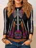T-shirt da Donna per Halloween Stampa Grafica Floreale Teschio Moda Vintage Elegante Manica Lunga Girocollo Top Regolari Casual Quotidiano