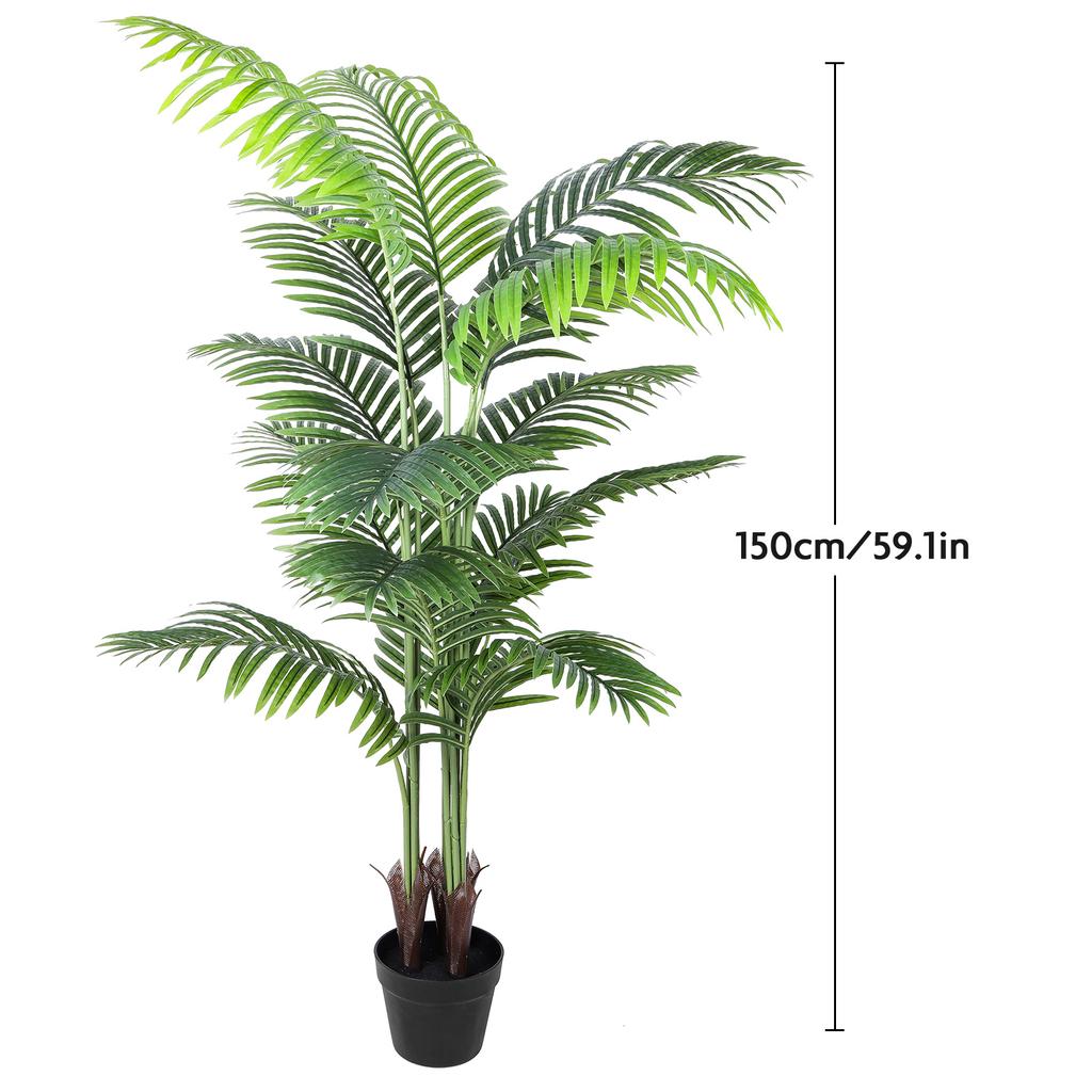 2PCS 5FT Artificial Areca Palm Plant Realistic Tropical Potted Tree Adjustable Branches Low Maintenance for Indoor Outdoor Home