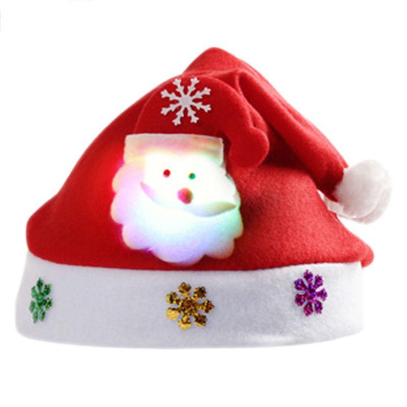Light Kids Led  Adult Christmas Hat Santa Claus Snowman Reindeer Cap Xmas Gifts