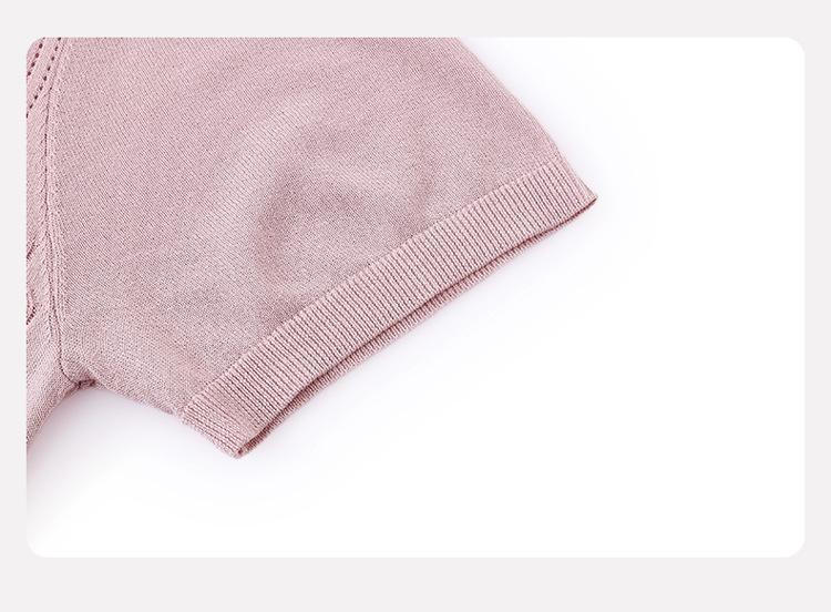 Ice Silk Loose Knit Cardigan T-shirt: Women's Summer Short-Sleeved Sweater for Middle-Aged and Elderly Moms