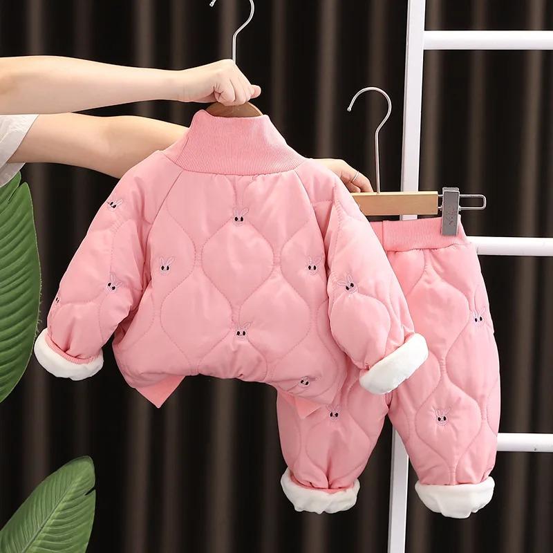 Winter Baby Girls Clothing Sets Keep Warm Thicken Coat Pants Girls Suits Birthday Gifts Children's Clothing