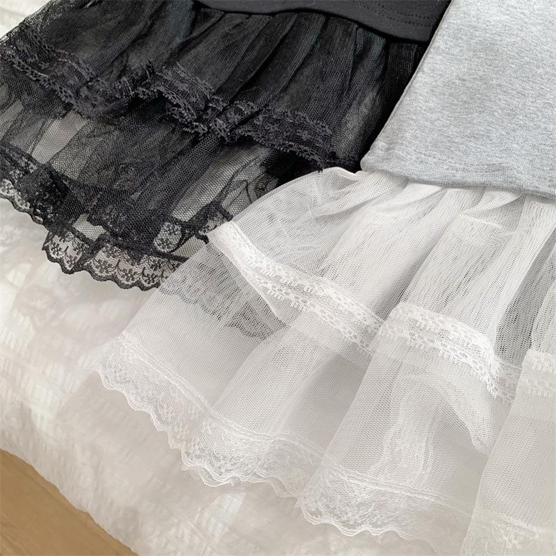 Double-Layer Lace Mesh Sleeveless Cotton Vest