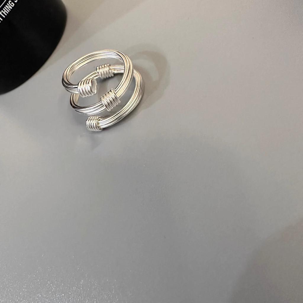 Korean Imported 2024 New Fashionable Layered Geometric Copper Ring For Women