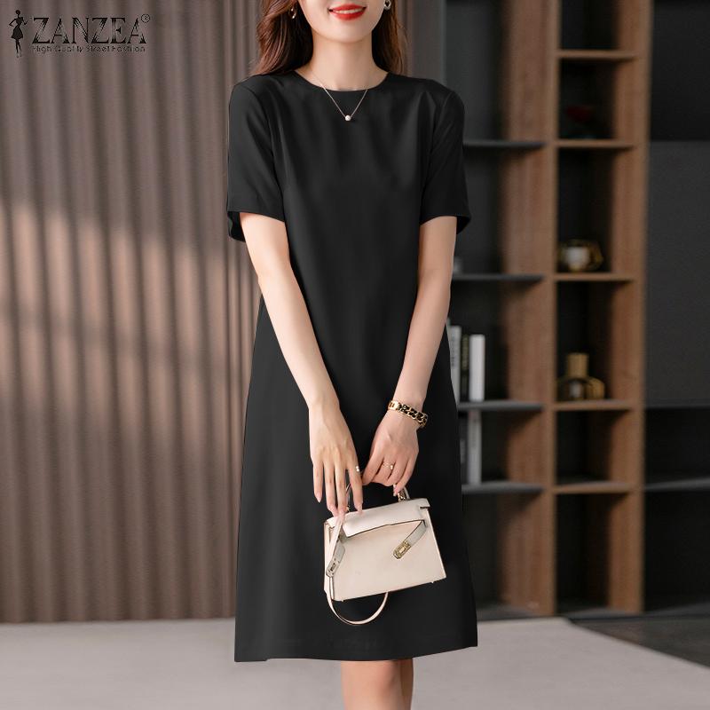 ZANZEA Women Casual O-neck Short Sleeve Summer Dress