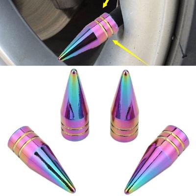 4 Stücke Neo Chrome Spiked Ventilschaftkappe Aluminium Reifen Luft Auto Lkw Fahrrad SUV Rad