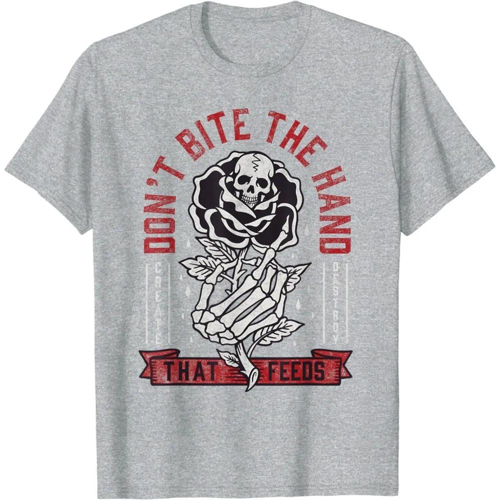 

Не кусай руку, которая кормит татуировка череп роза гот ретро футболка XXXXXL серый