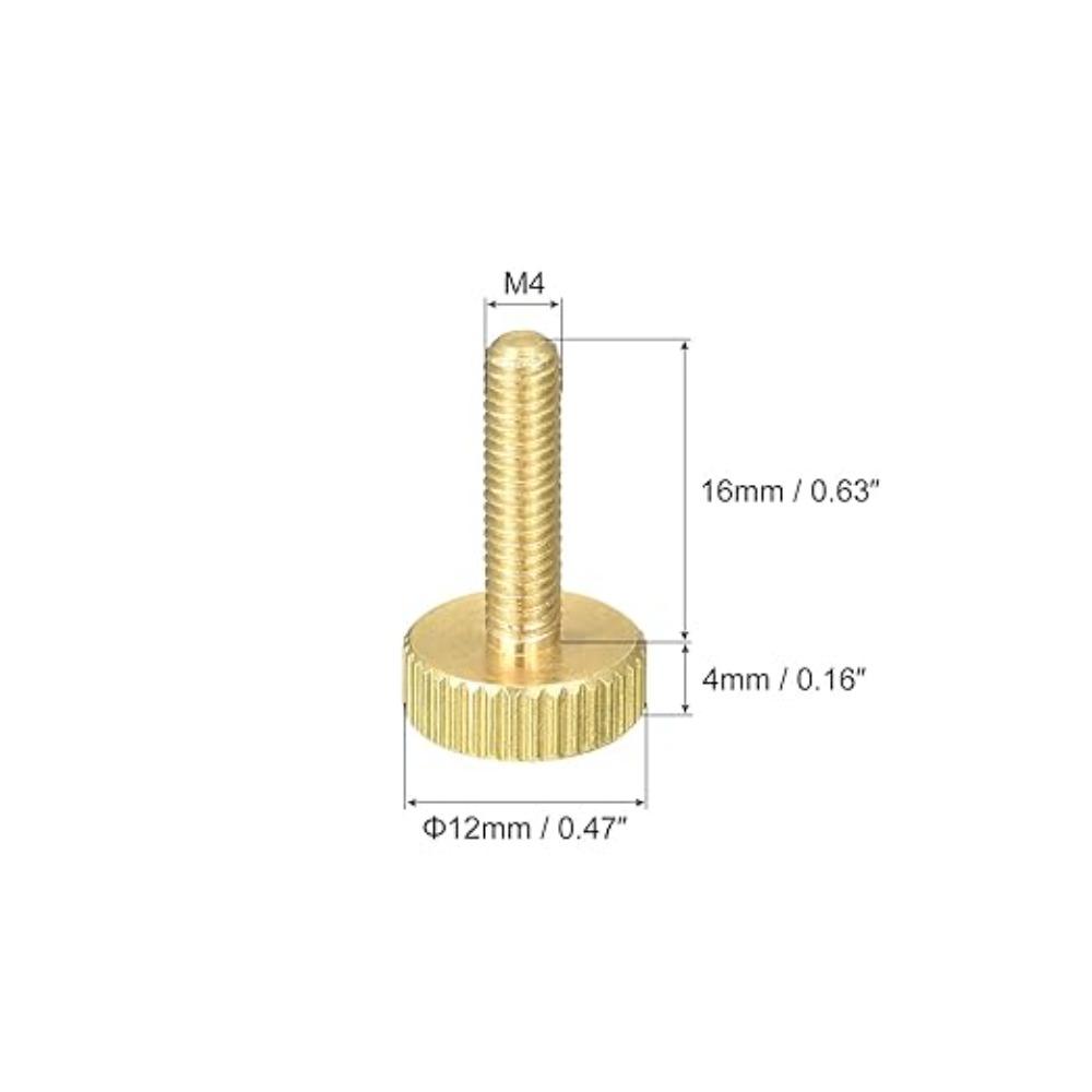 5pcs Copper Flat Head M4x 6-14mm Hand-Tightened Screws Fasteners Knurled Thumb Screws