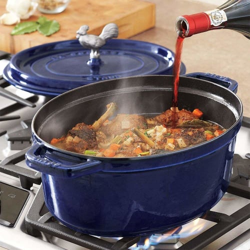 Staub Pico Cocotte Oval Grand Bleu 31cm, a Large, Double-handled Cast Iron Enamel Pot, Induction Compatible. [Official Japanese Product] La Cocotte Ov