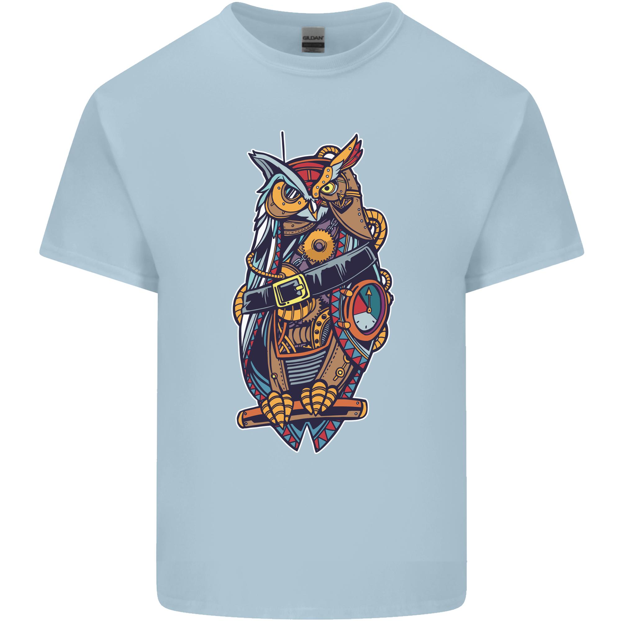 Funny Steampunk Pirate Owl Unisexs Light Cotton TShirt S