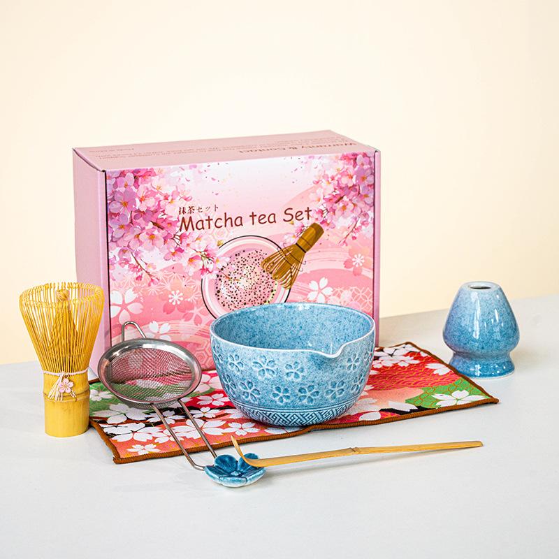 Japanese Matcha Bowl and Whisk Holder Tea Bowl with Pouring Spout for Office Table Tea Ceremony Party Gift