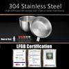 LFGB Certificate 304 Stainless Steel Instant Noodle Bowl 1100ml Meal Box Warm Keeping Insulation Ramen Bowl with 800ml Cover