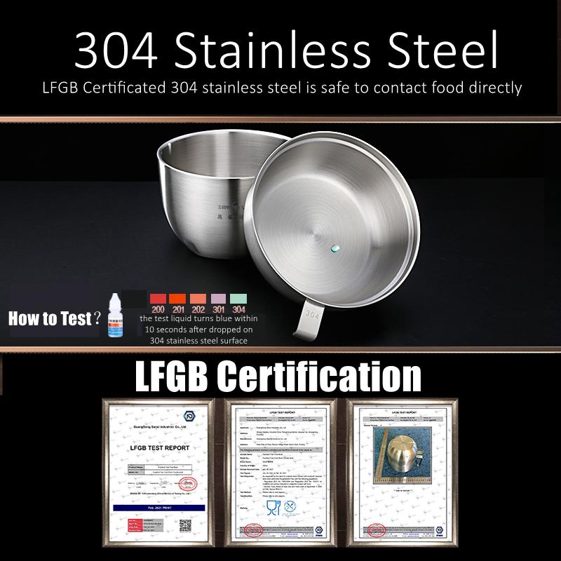 LFGB Certificate 304 Stainless Steel Instant Noodle Bowl 1100ml Meal Box Warm Keeping Insulation Ramen Bowl with 800ml Cover