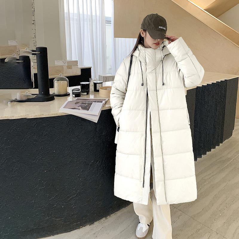 

Новая куртка-пальто с капюшоном и хлопковой подкладкой большого размера, зимняя женская удлиненная до колена теплая куртка с хлопковой подкладкой XL