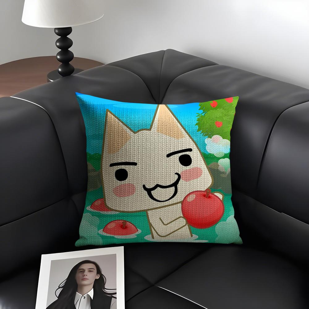 I-Inoue Toroo Cartoon Cushion Cover Natural Linen Organic Fabric Double-Sided Printing Sofa Home Decor Gift Pillow Case