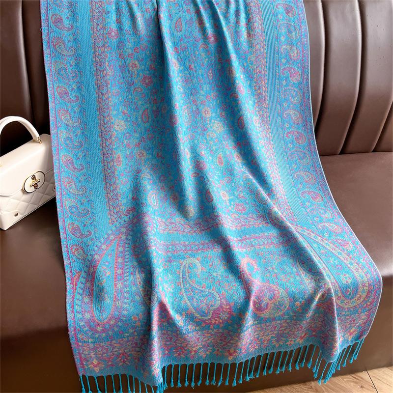 Bohemian Autumn Jacquard Pashmina Scarf Cashmere Women Paisley Design Floral Female Soft Thick Blanket Bufanda Warm Shawl Stole