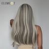 Synthetic Long Straight Grey White Wigs with Bangs Wig for Women Party Gala Cosplay Lolita Hair Heat Resistant Natural