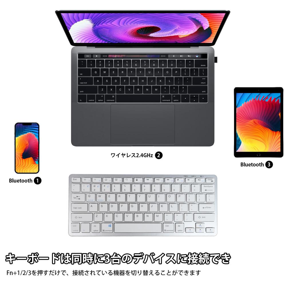 DIGIBLUSKY Drahtlose Tastatur und Maus USB-Verbindung US für und Drahtlose Bluetooth-Tastatur Kompatibel mit und Android Set, 2,4 GHz Unterstützung, 3-Geräte