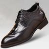 Herrskor i formell läder med krokodilmönster och 6 cm höjdökning