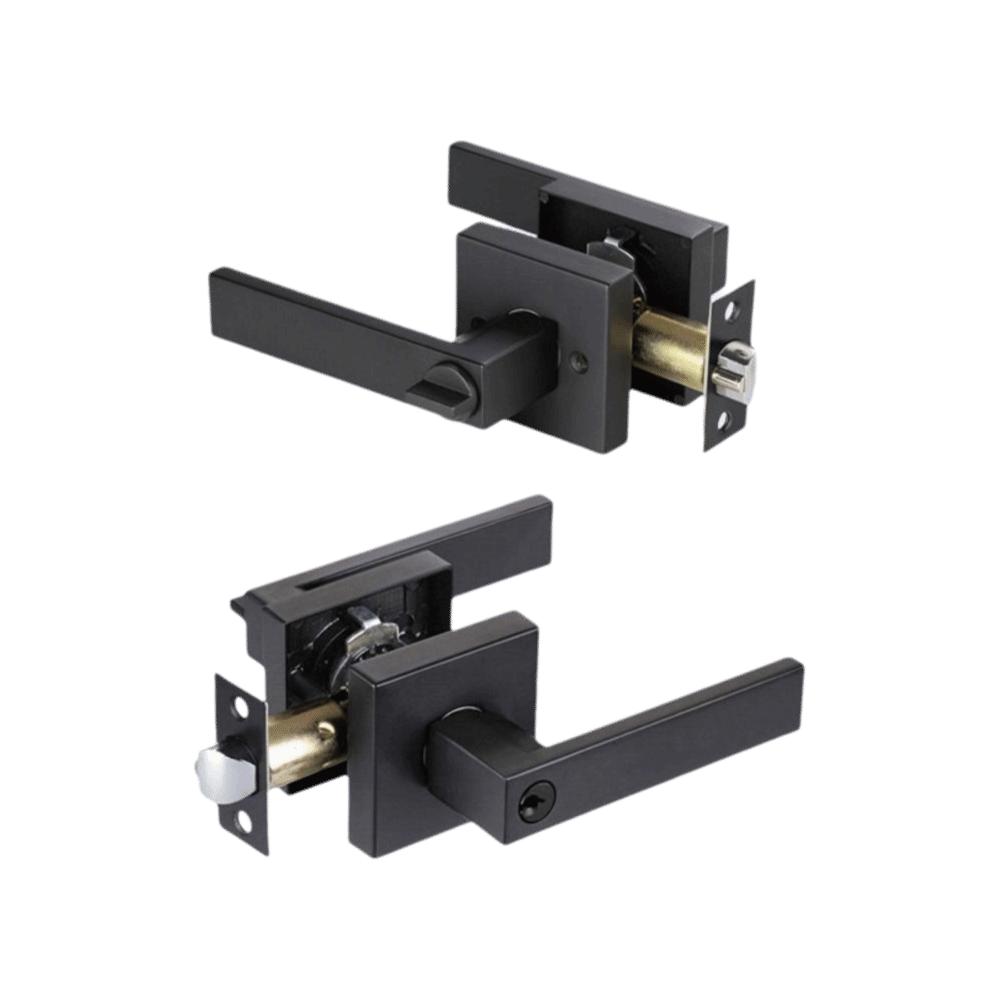 Square Three-pole Handle Lock Aluminum Zinc Zinc Alloy Interior Bedroom Burglar Lock Bathroom