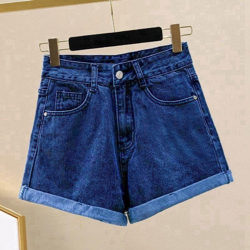 Klasické a minimalistické módní všestranné dámské letní tenké rolované lemování s širokými nohavicemi a džínové kraťasy do A, individualita a trendy